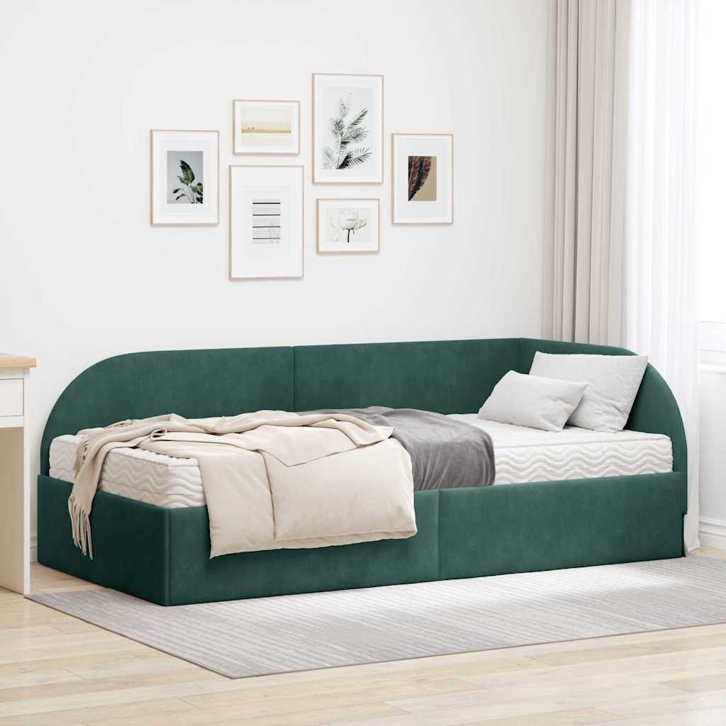 Struttura Letto Angolare con Materasso 2 pcs Verde Velluto 3394196