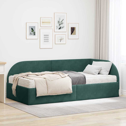 Struttura Letto Angolare con Materasso 2 pcs Verde Velluto 3394196