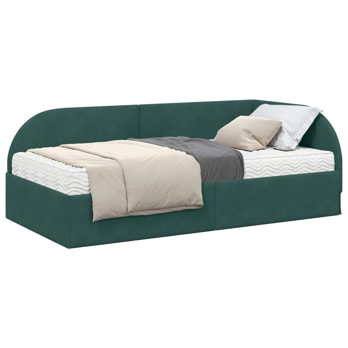 Struttura Letto Angolare con Materasso 2 pcs Verde Velluto 3394196