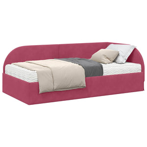 Struttura Letto Angolare con Materasso 2 pcs Rosso Velluto 3394198
