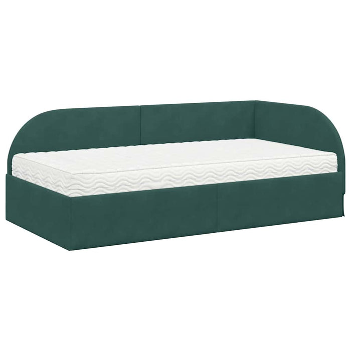 Struttura Letto Angolare con Materasso 2 pcs Verde Velluto 3394206