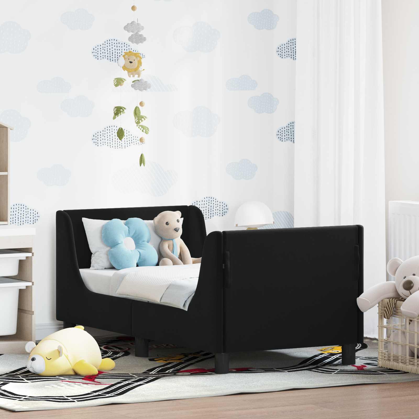 Struttura letto per bambini con testata Nero 70 x 140 cm 42010849
