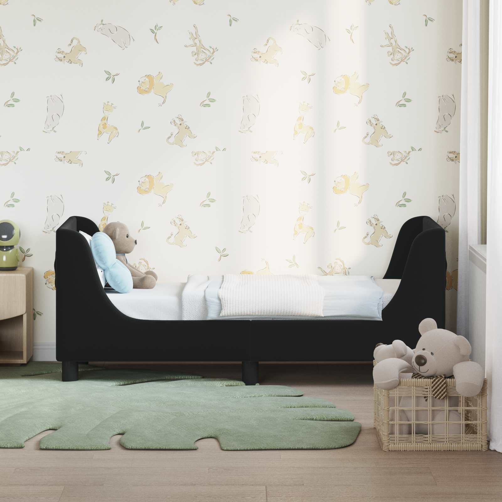 Struttura letto per bambini con testata Nero 70 x 140 cm 42010849