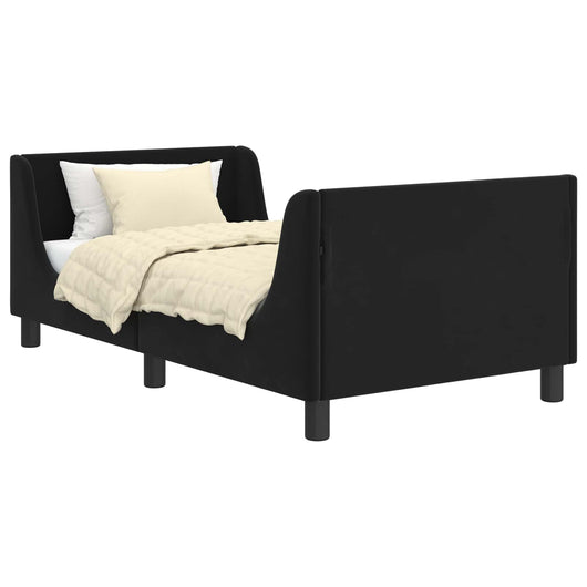 Struttura letto bambini con testata Nero 80 x 160 cm Velluto 42010859
