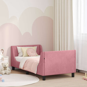 Struttura letto bambini con testata Rosa 80 x 160 cm Velluto 42010860