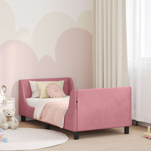 Struttura letto bambini con testata Rosa 80 x 160 cm Velluto 42010860