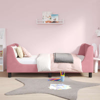 Struttura letto bambini con testata Rosa 80 x 160 cm Velluto 42010860