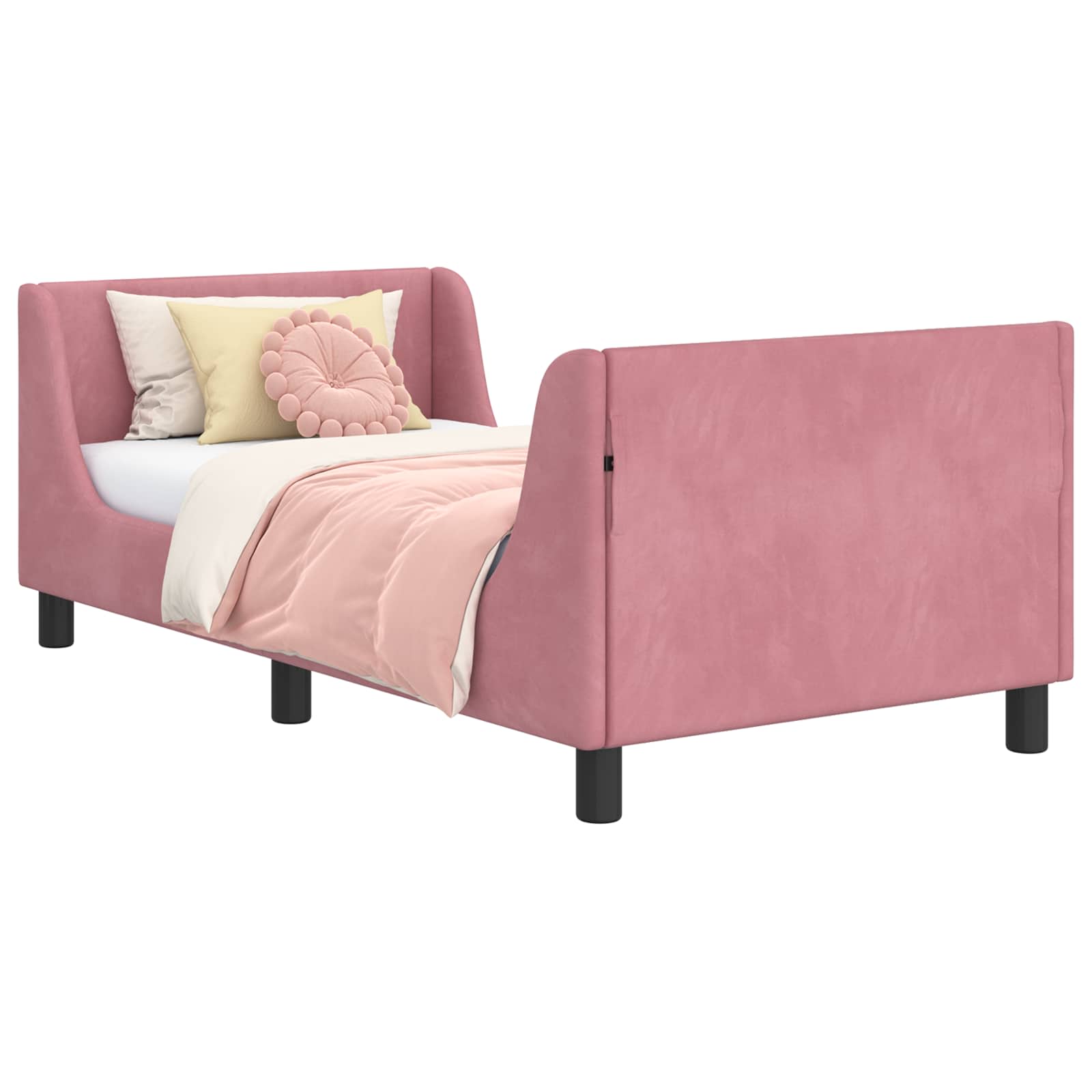 Struttura letto bambini con testata Rosa 80 x 160 cm Velluto 42010860