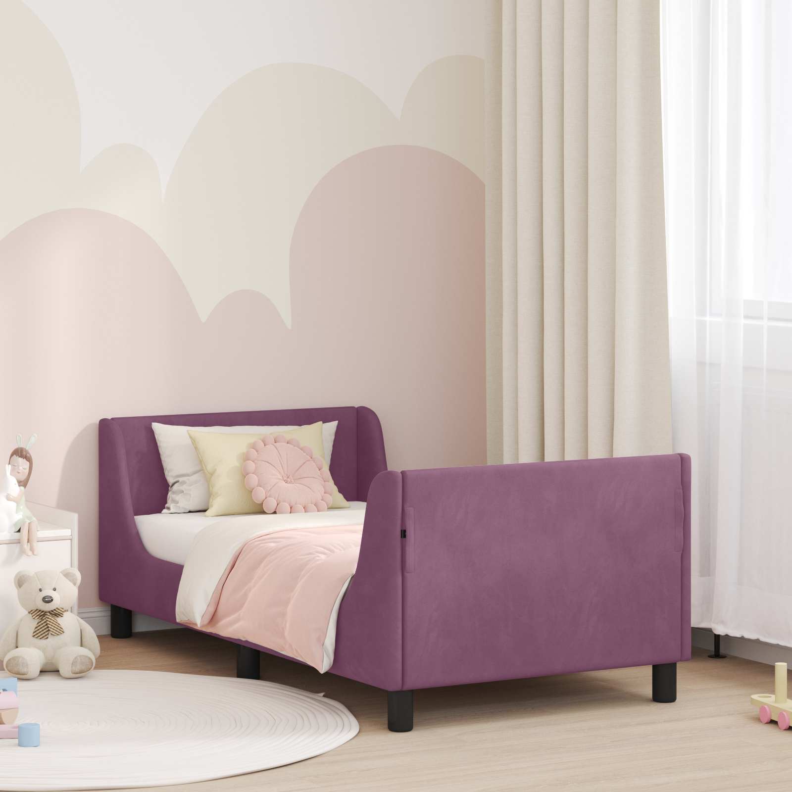 Struttura letto bambini con testata Viola 80 x 160 cm Velluto 42010861