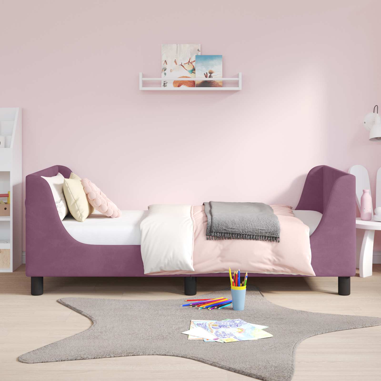 Struttura letto bambini con testata Viola 80 x 160 cm Velluto 42010861
