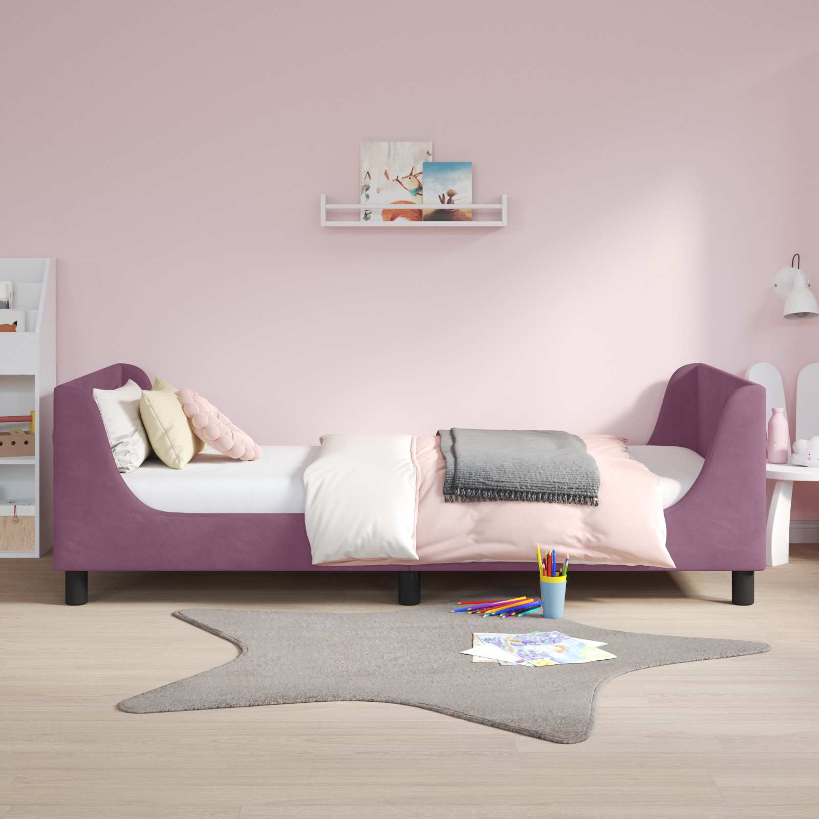 Struttura letto bambini con testata Viola 80 x 200 cm Velluto 42010871