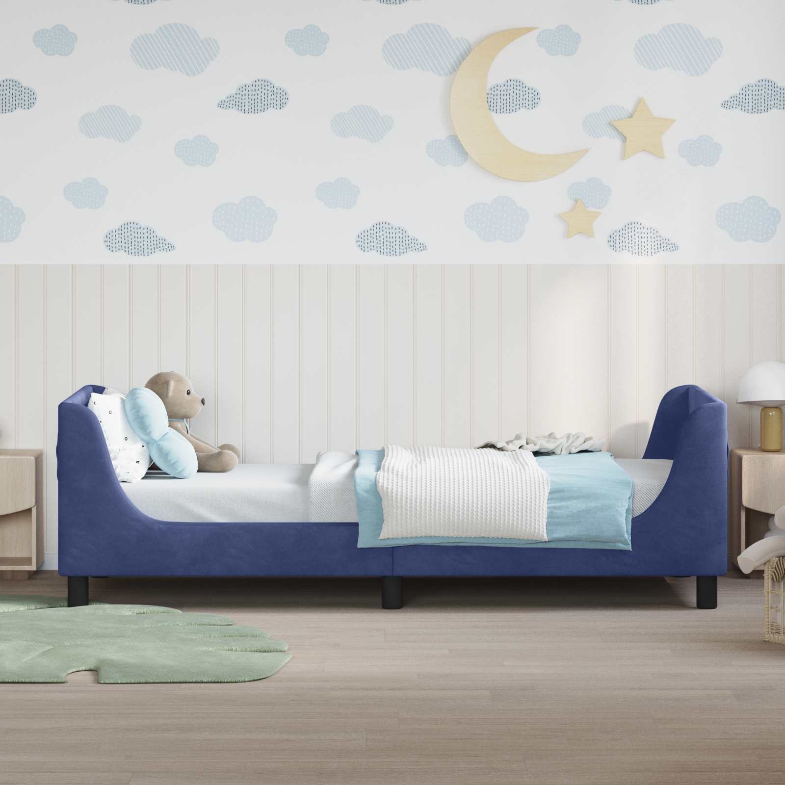 Struttura letto bambini con testata Blu Polizia 80 x 200 cm