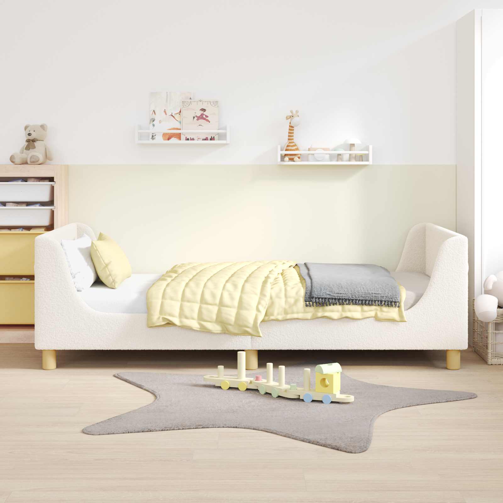 Struttura letto bambini con testata Crema 90 x 190 cm 42010874