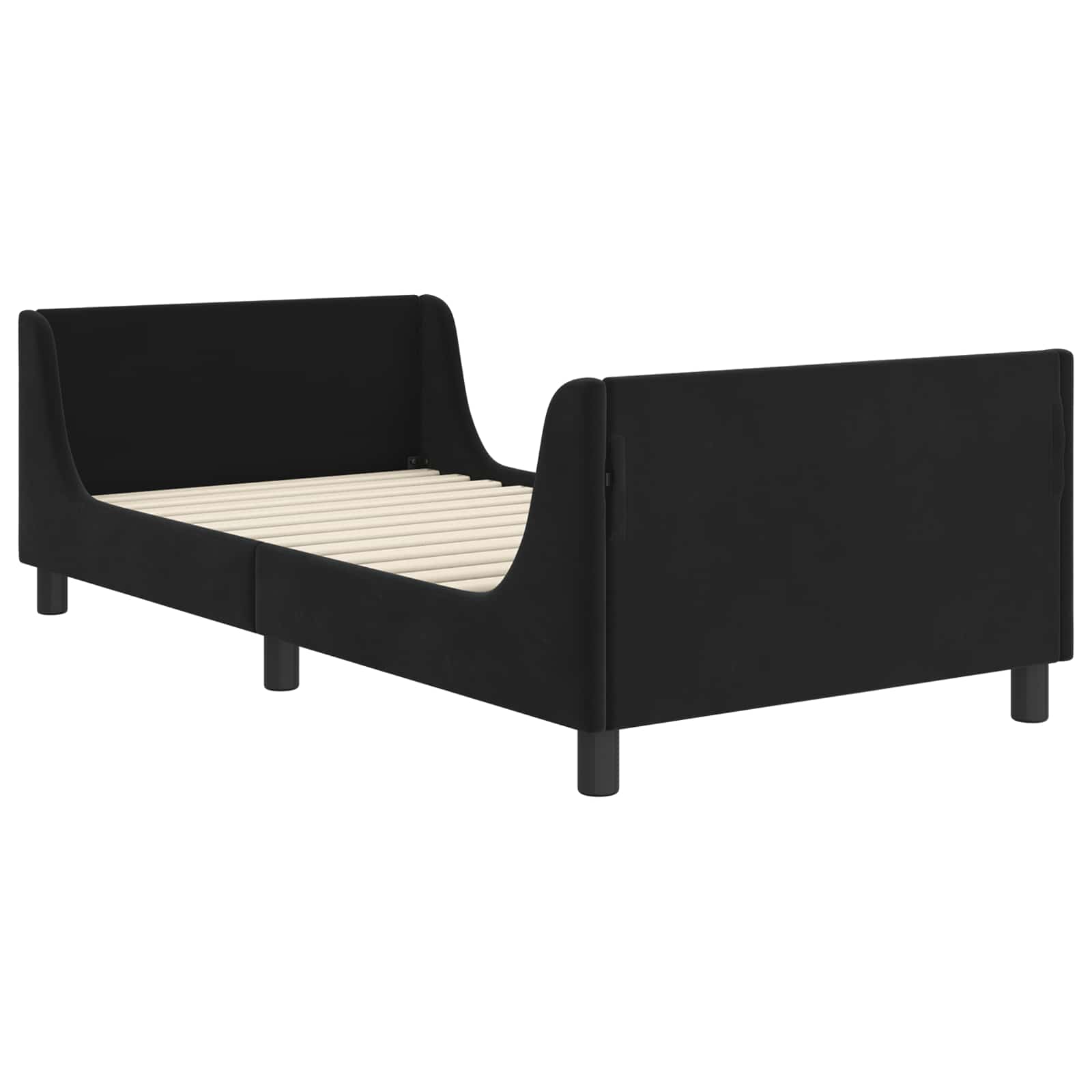 Struttura letto bambini con testata Nero 90 x 190 cm Velluto 42010879