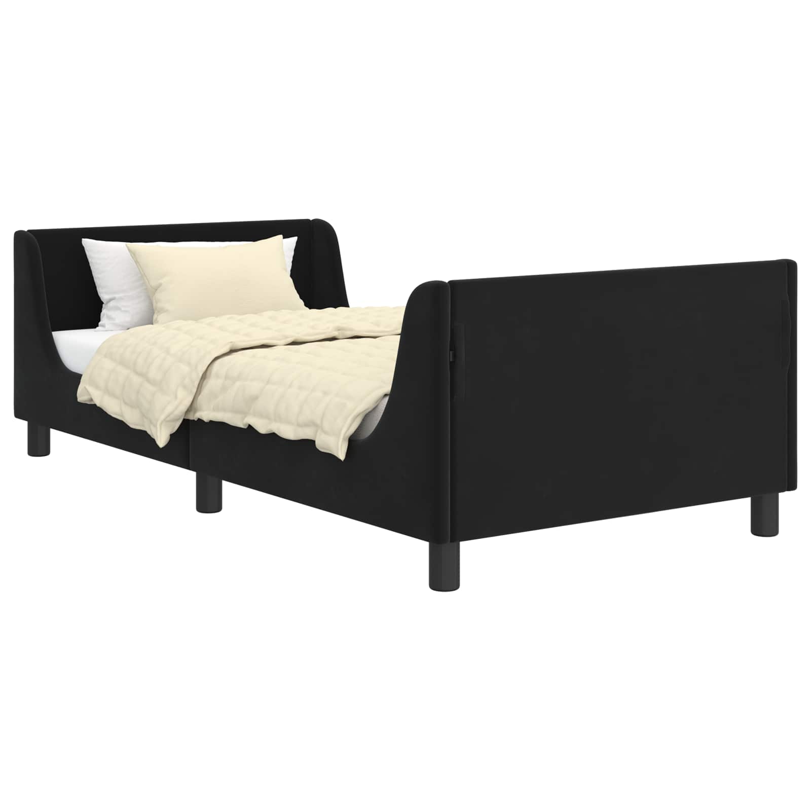 Struttura letto bambini con testata Nero 90 x 200 cm Velluto 42010889