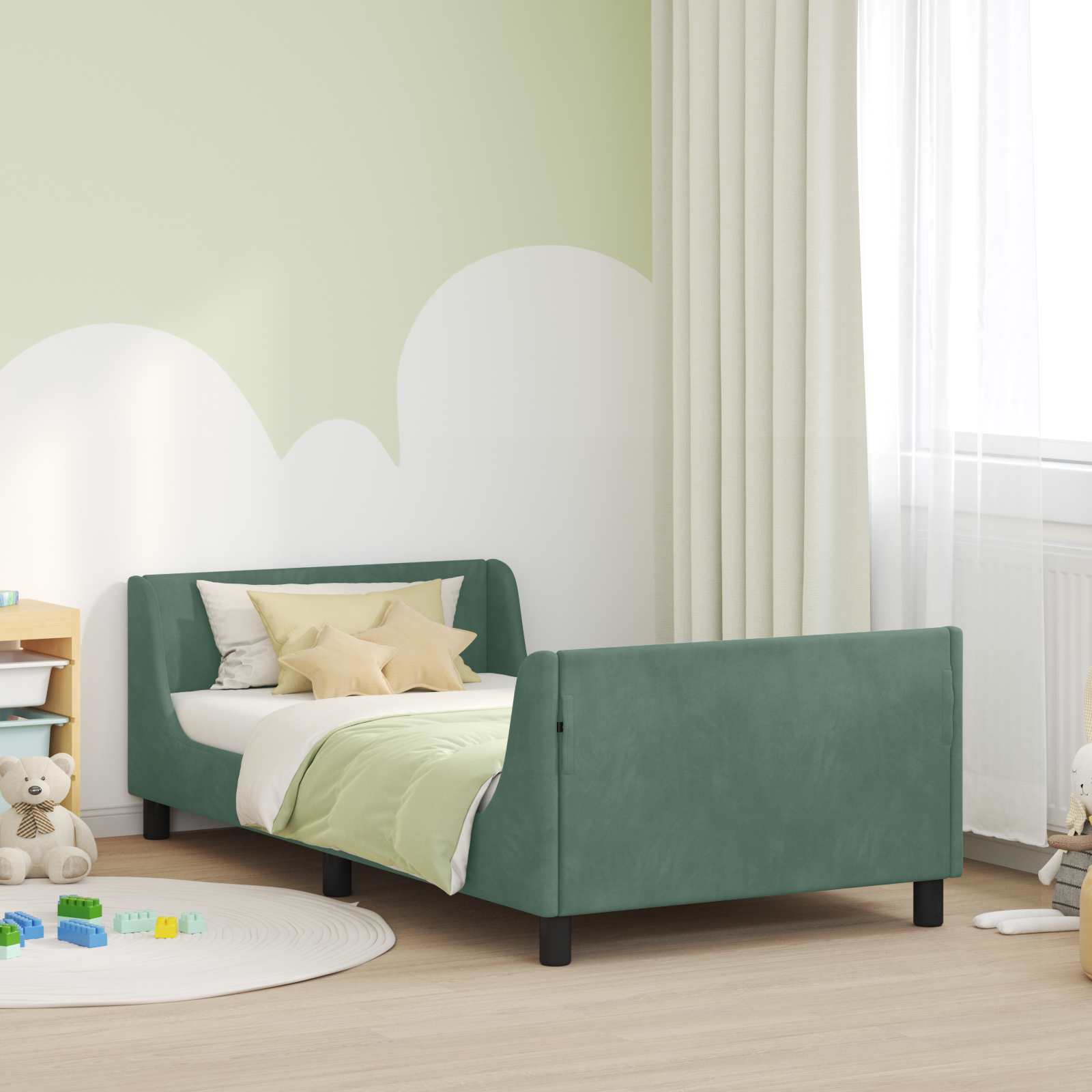 Struttura letto bambini con testata Verde Mare 90 x 200 cm 42010892