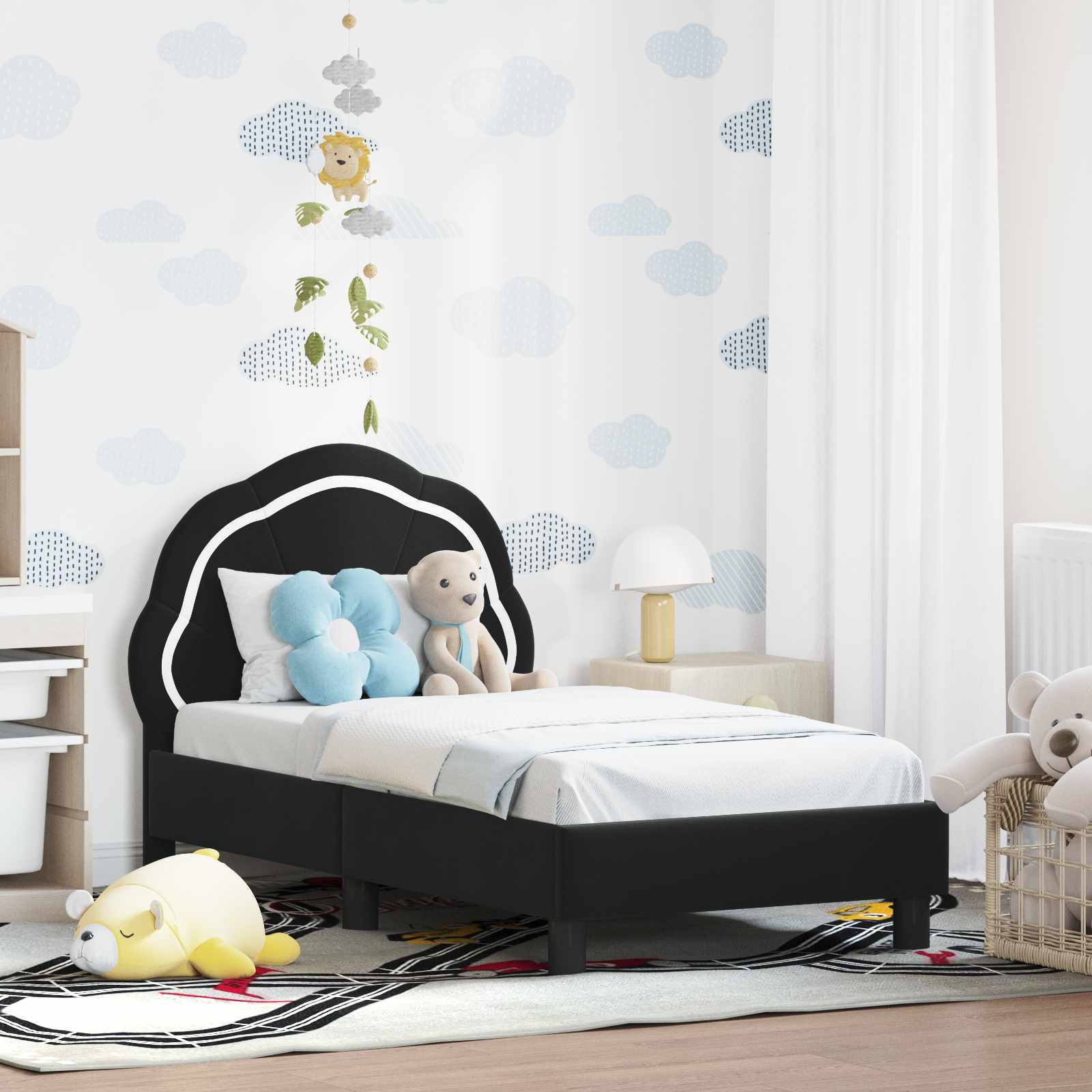 Struttura letto per bambini con testata Nero 70 x 140 cm 42010896