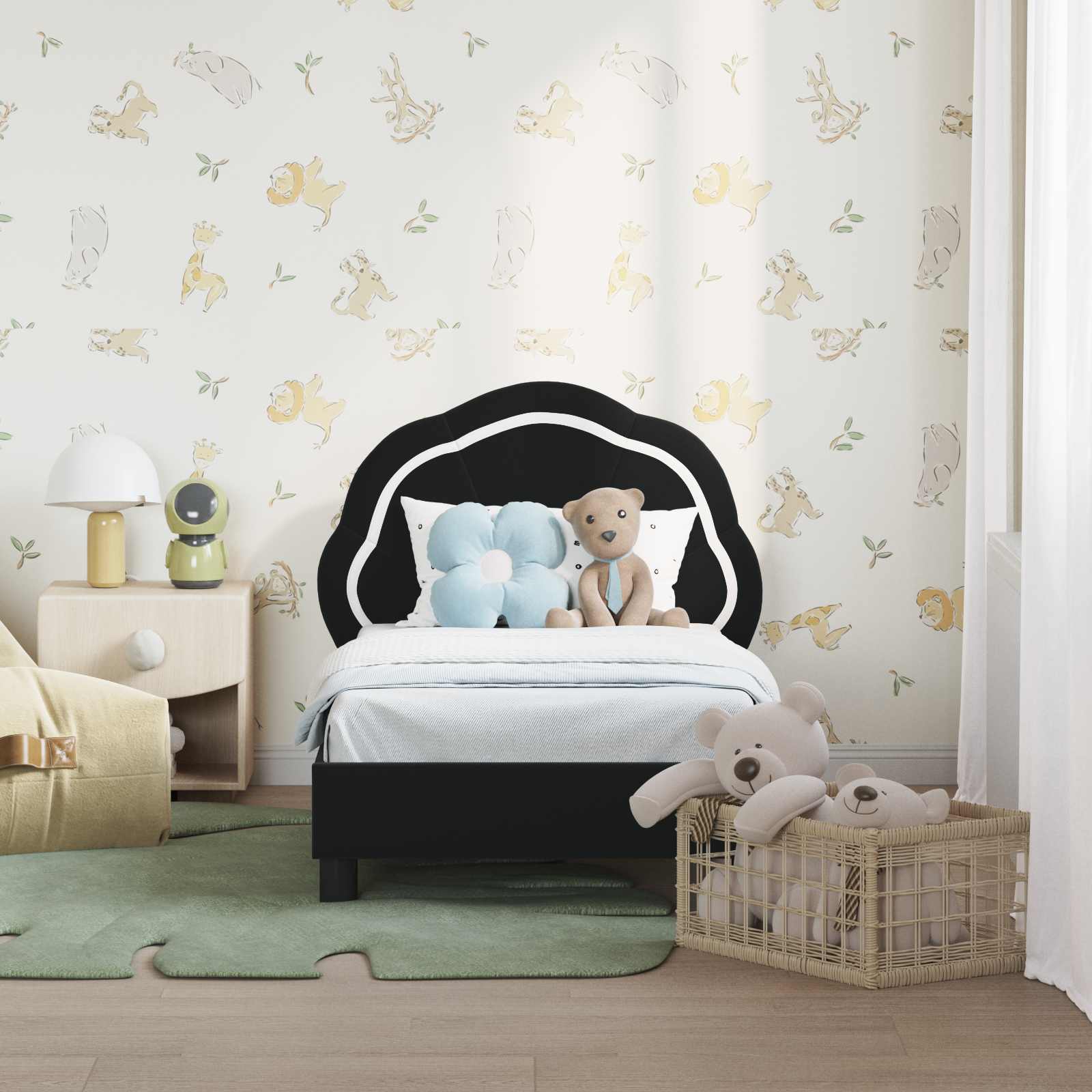 Struttura letto per bambini con testata Nero 70 x 140 cm 42010896