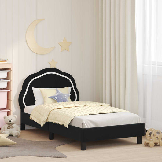 Struttura letto bambini con testata Nero 80 x 160 cm Velluto 42010903