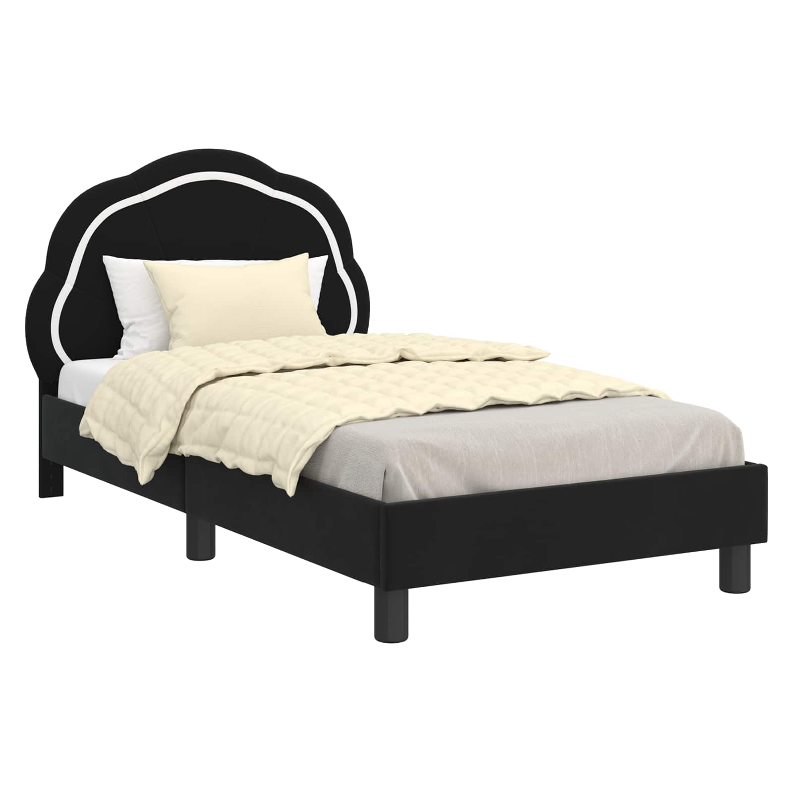 Struttura letto bambini con testata Nero 80 x 160 cm Velluto 42010903
