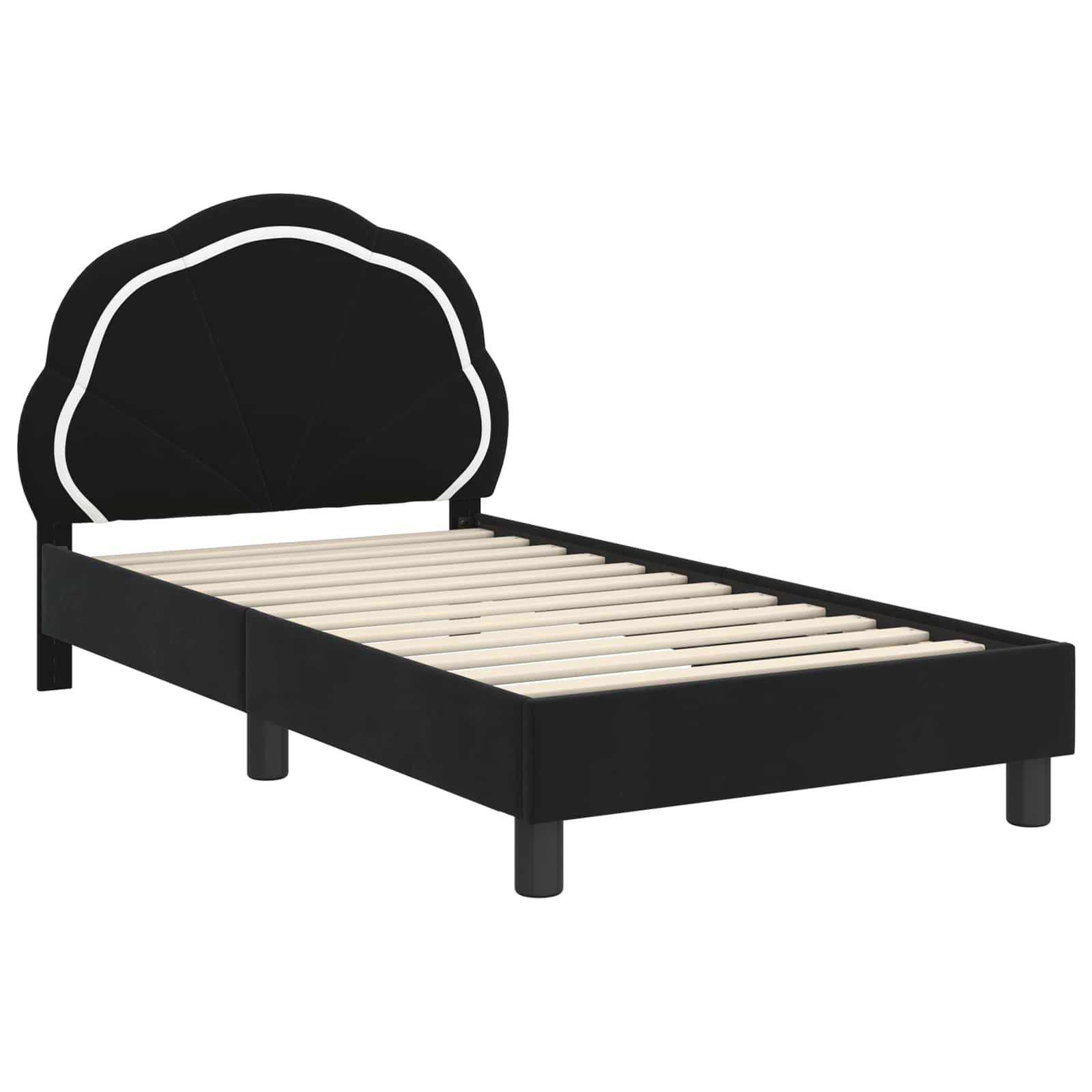 Struttura letto bambini con testata Nero 80 x 160 cm Velluto 42010903