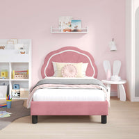 Struttura letto bambini con testata Rosa 80 x 160 cm Velluto 42010904