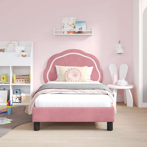 Struttura letto bambini con testata Rosa 80 x 160 cm Velluto 42010904