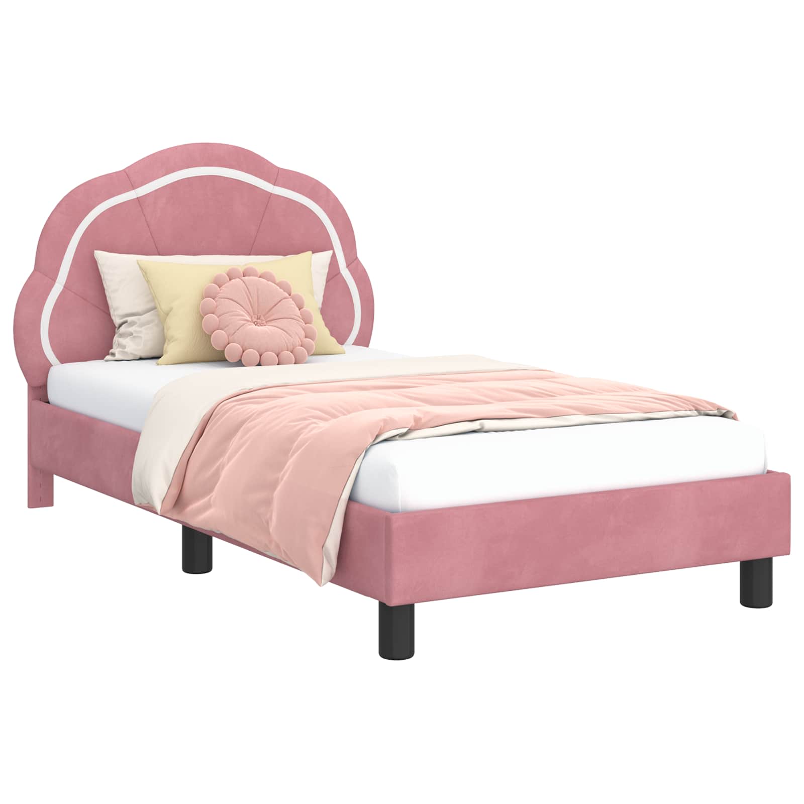Struttura letto bambini con testata Rosa 80 x 160 cm Velluto 42010904
