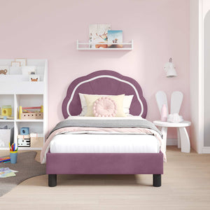 Struttura letto bambini con testata Viola 80 x 160 cm Velluto 42010905