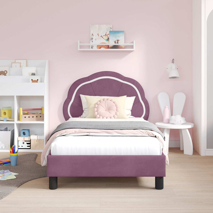 Struttura letto bambini con testata Viola 80 x 160 cm Velluto 42010905