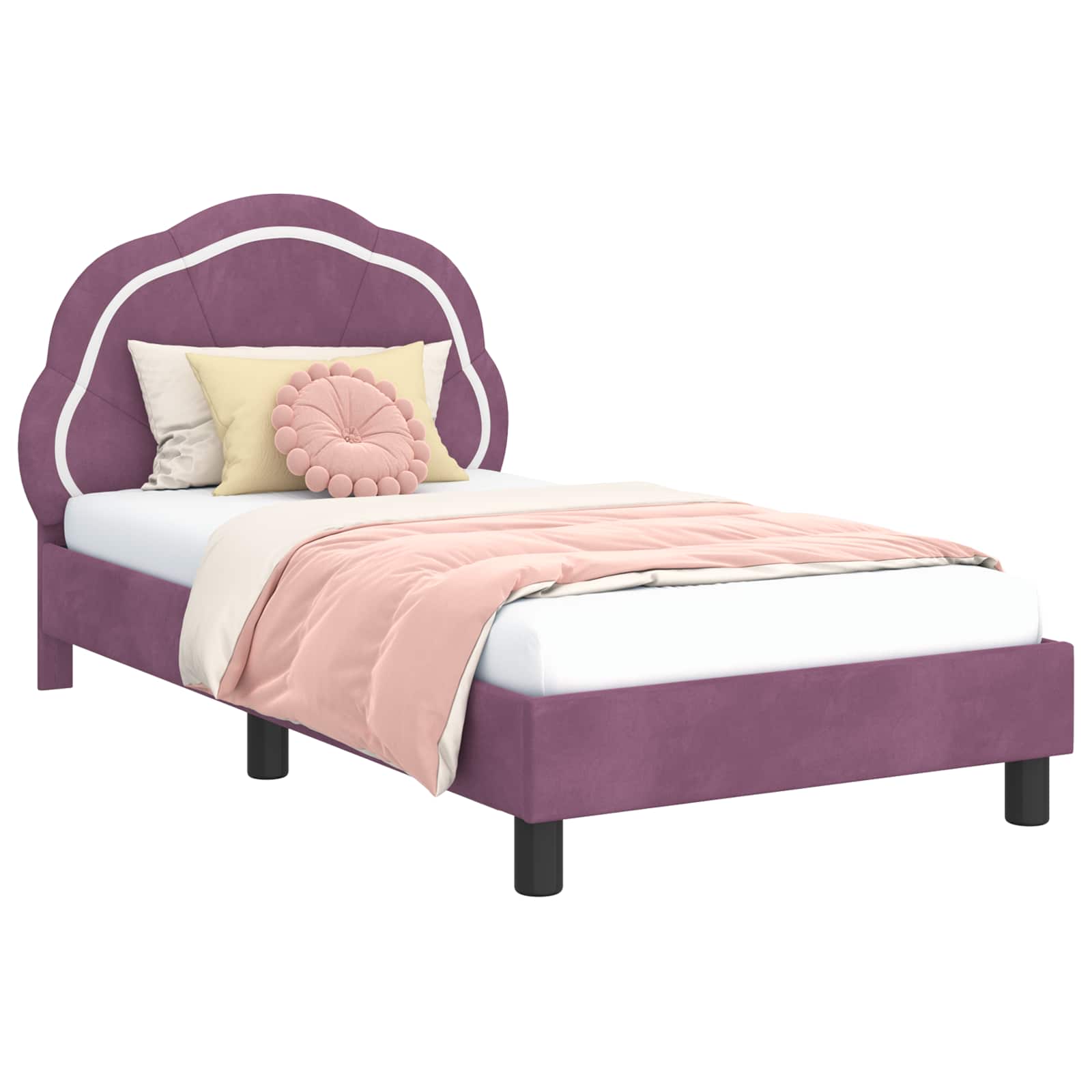 Struttura letto bambini con testata Viola 80 x 160 cm Velluto 42010905