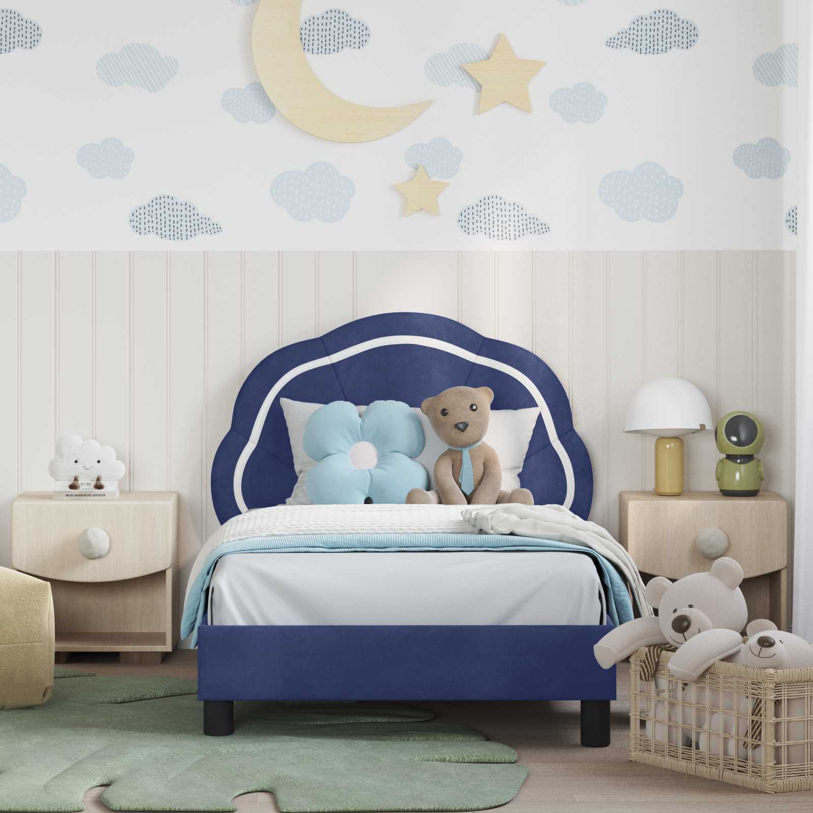 Struttura letto bambini con testata Blu Polizia 80 x 160 cm 42010907