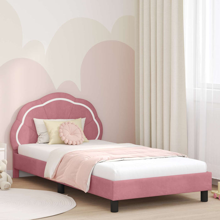 Struttura letto bambini con testata Rosa 90 x 190 cm Velluto 42010918