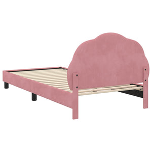 Struttura letto bambini con testata Rosa 90 x 190 cm Velluto 42010918