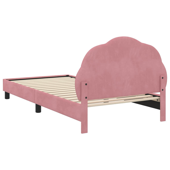 Struttura letto bambini con testata Rosa 90 x 190 cm Velluto 42010918