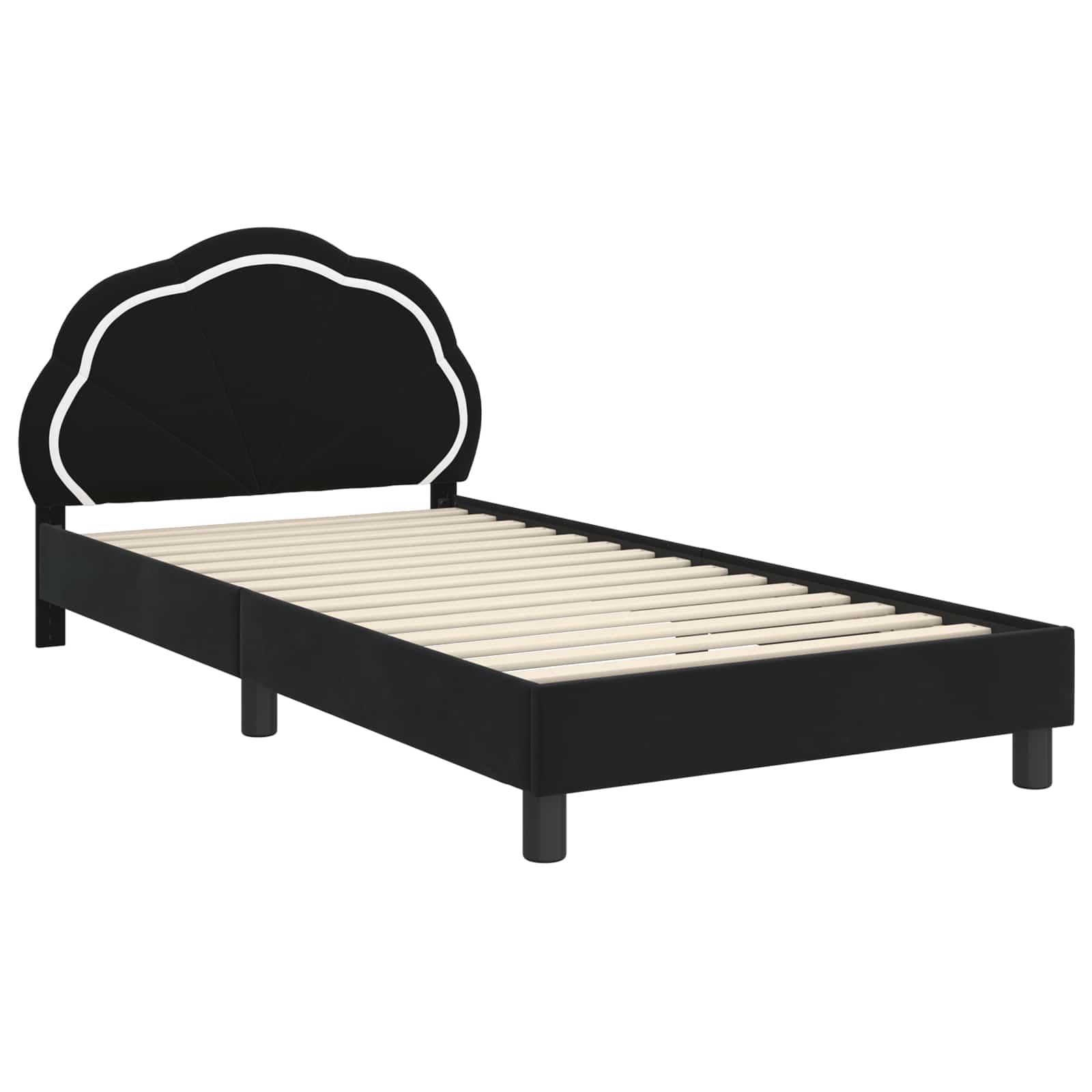 Struttura letto bambini con testata Nero 90 x 200 cm Velluto 42010924