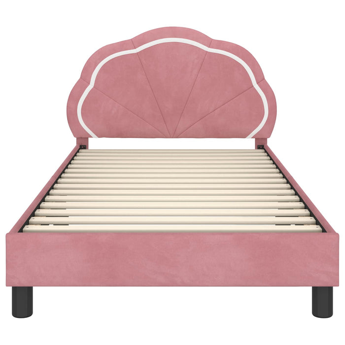 Struttura letto bambini con testata Rosa 90 x 200 cm Velluto 42010925