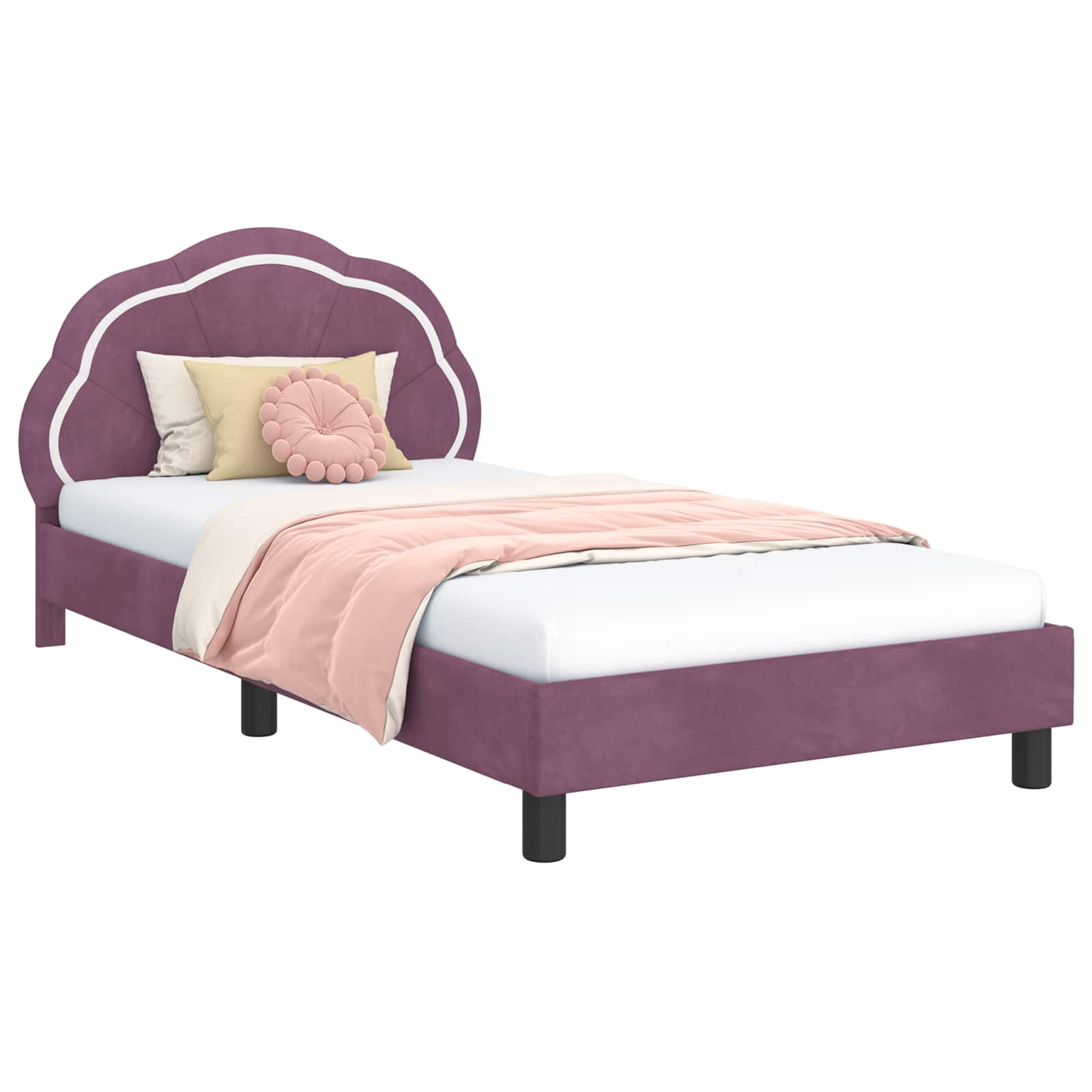 Struttura letto bambini con testata Viola 90 x 200 cm Velluto 42010926
