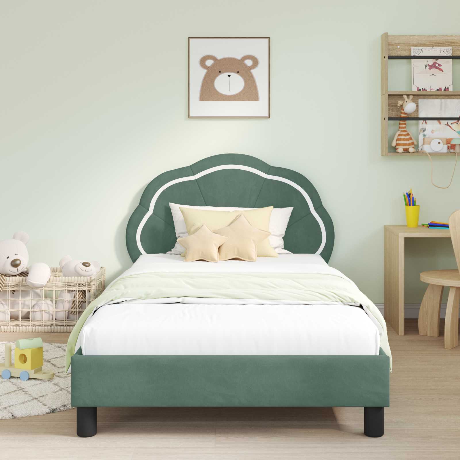 Struttura letto bambini con testata Verde Mare 90 x 200 cm 42010927