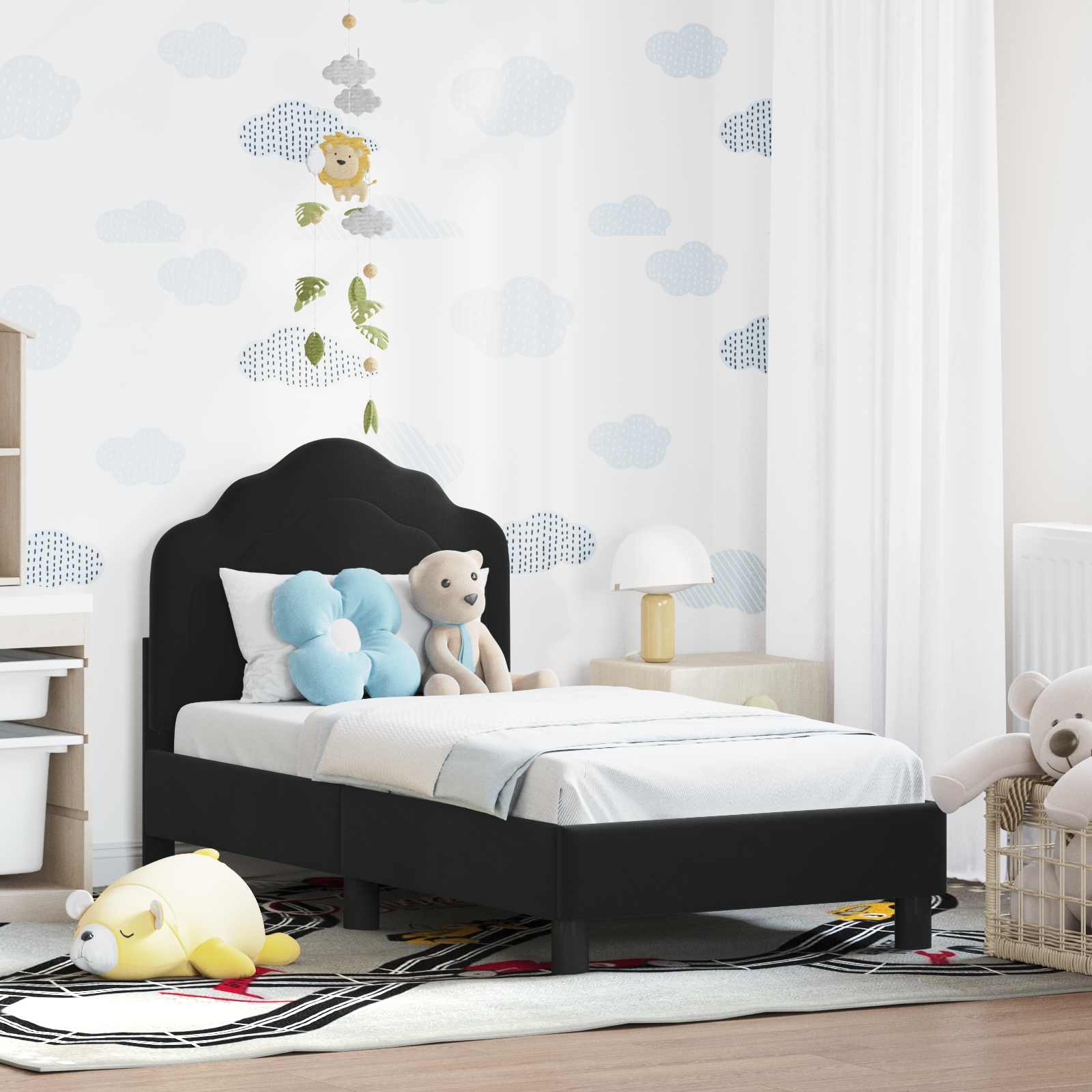 Struttura letto per bambini con testata Nero 70 x 140 cm 42010931