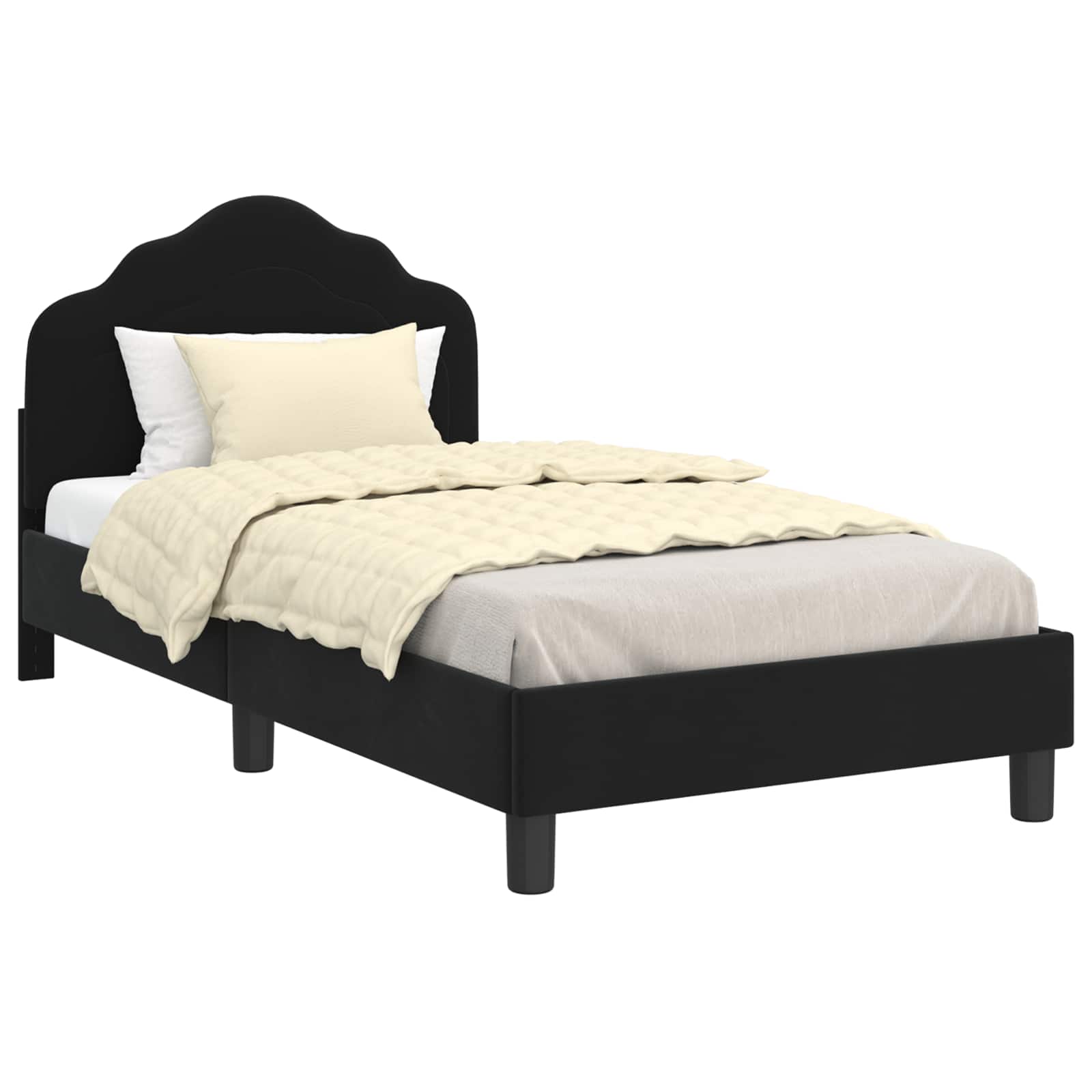 Struttura letto bambini con testata Nero 80 x 160 cm Velluto 42010938