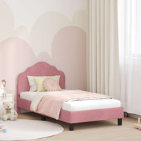 Struttura letto bambini con testata Rosa 80 x 160 cm Velluto 42010939
