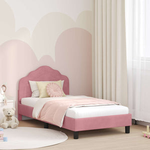 Struttura letto bambini con testata Rosa 80 x 160 cm Velluto 42010939