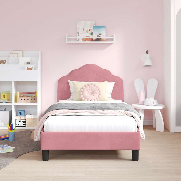 Struttura letto bambini con testata Rosa 80 x 160 cm Velluto 42010939