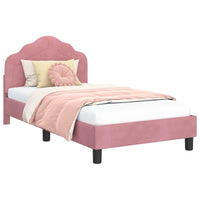 Struttura letto bambini con testata Rosa 80 x 160 cm Velluto 42010939