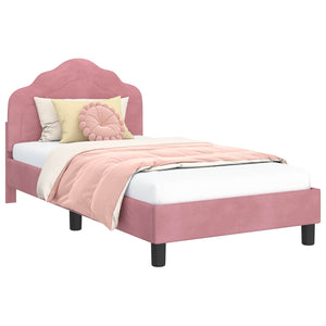 Struttura letto bambini con testata Rosa 80 x 160 cm Velluto 42010939