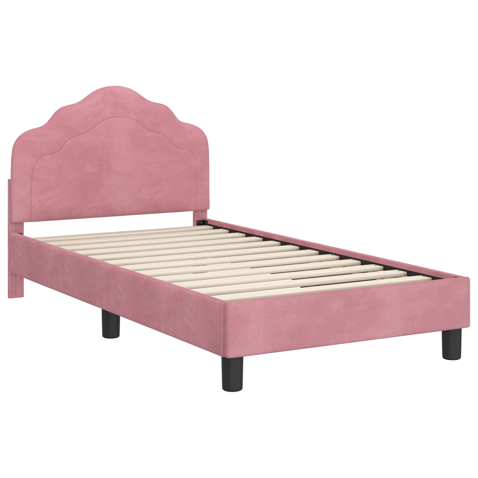 Struttura letto bambini con testata Rosa 80 x 160 cm Velluto 42010939