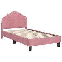 Struttura letto bambini con testata Rosa 80 x 160 cm Velluto 42010939