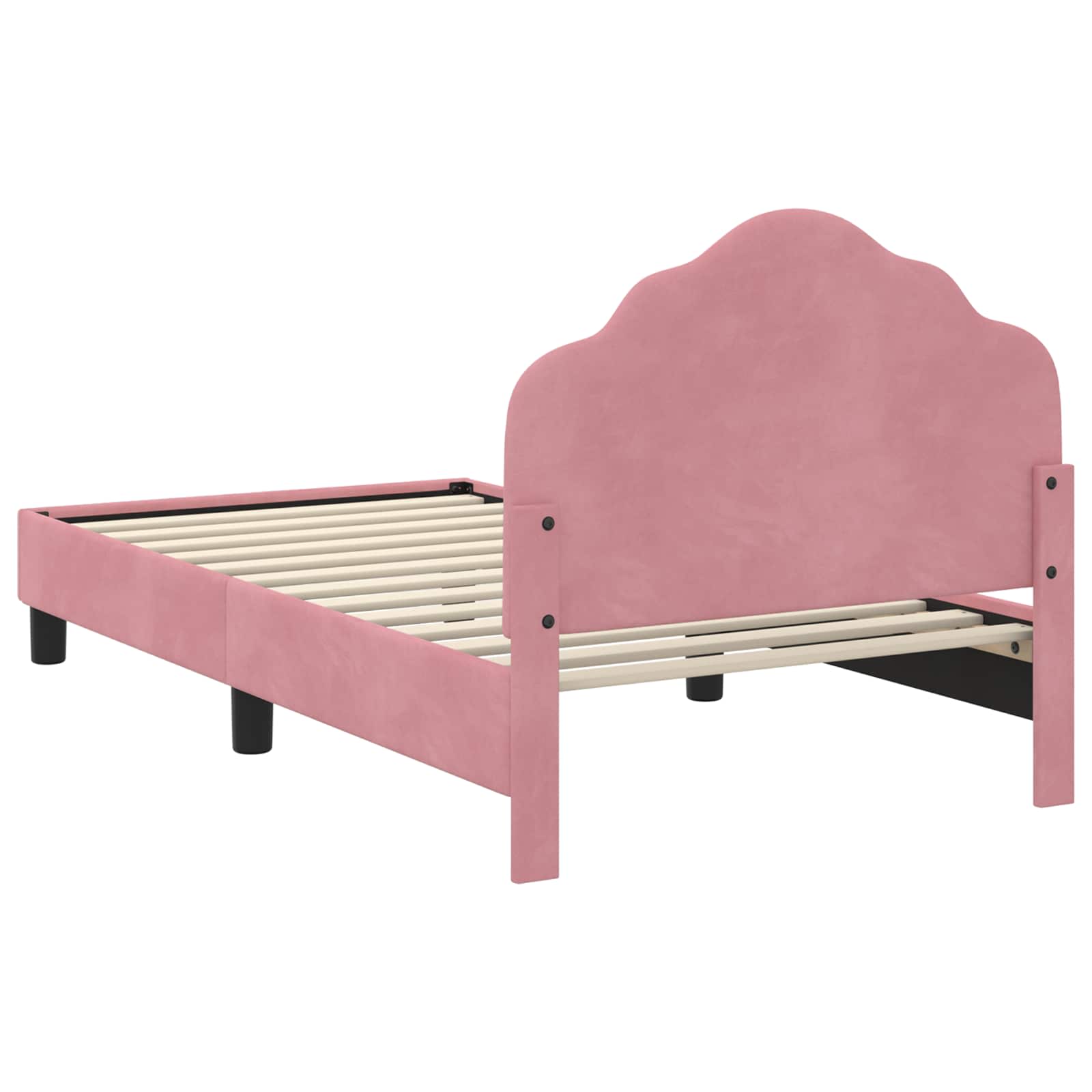 Struttura letto bambini con testata Rosa 80 x 160 cm Velluto 42010939