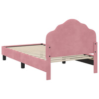 Struttura letto bambini con testata Rosa 80 x 160 cm Velluto 42010939